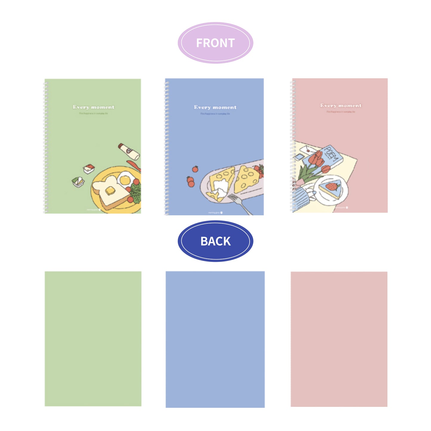 aesthetic Korean spiral notebook it's a date set front and back cover