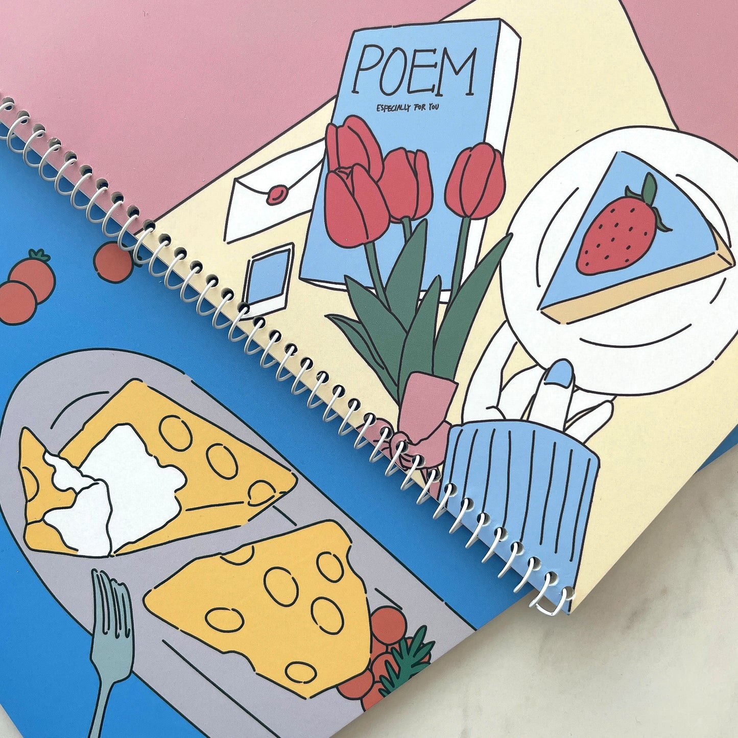 aesthetic Korean spiral notebook it's a date set cover