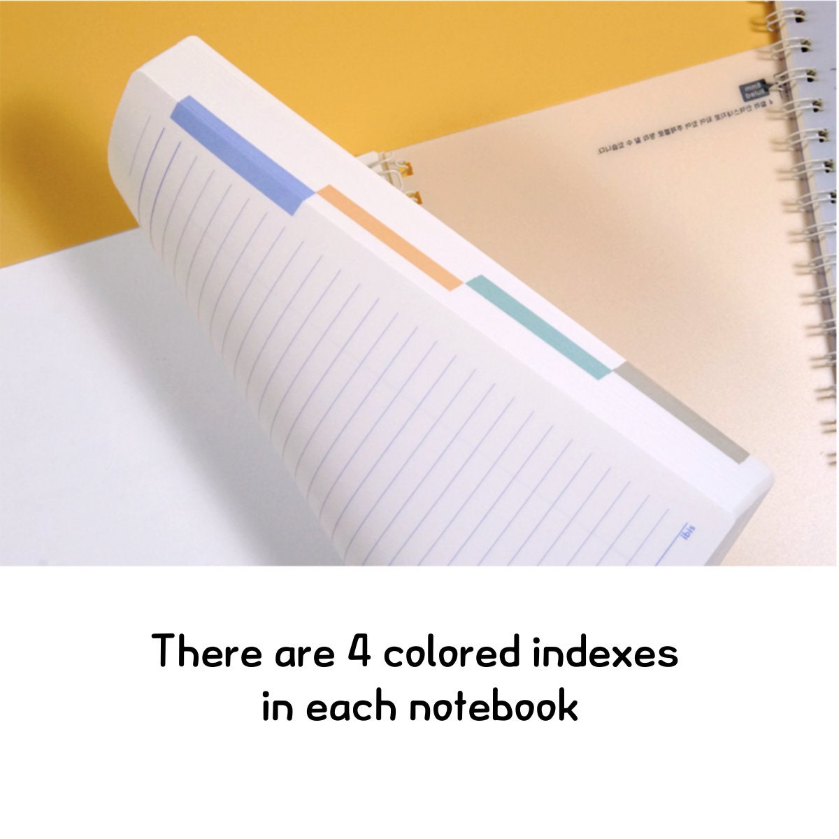 ruled spiral korean notebook set 4 color index detail