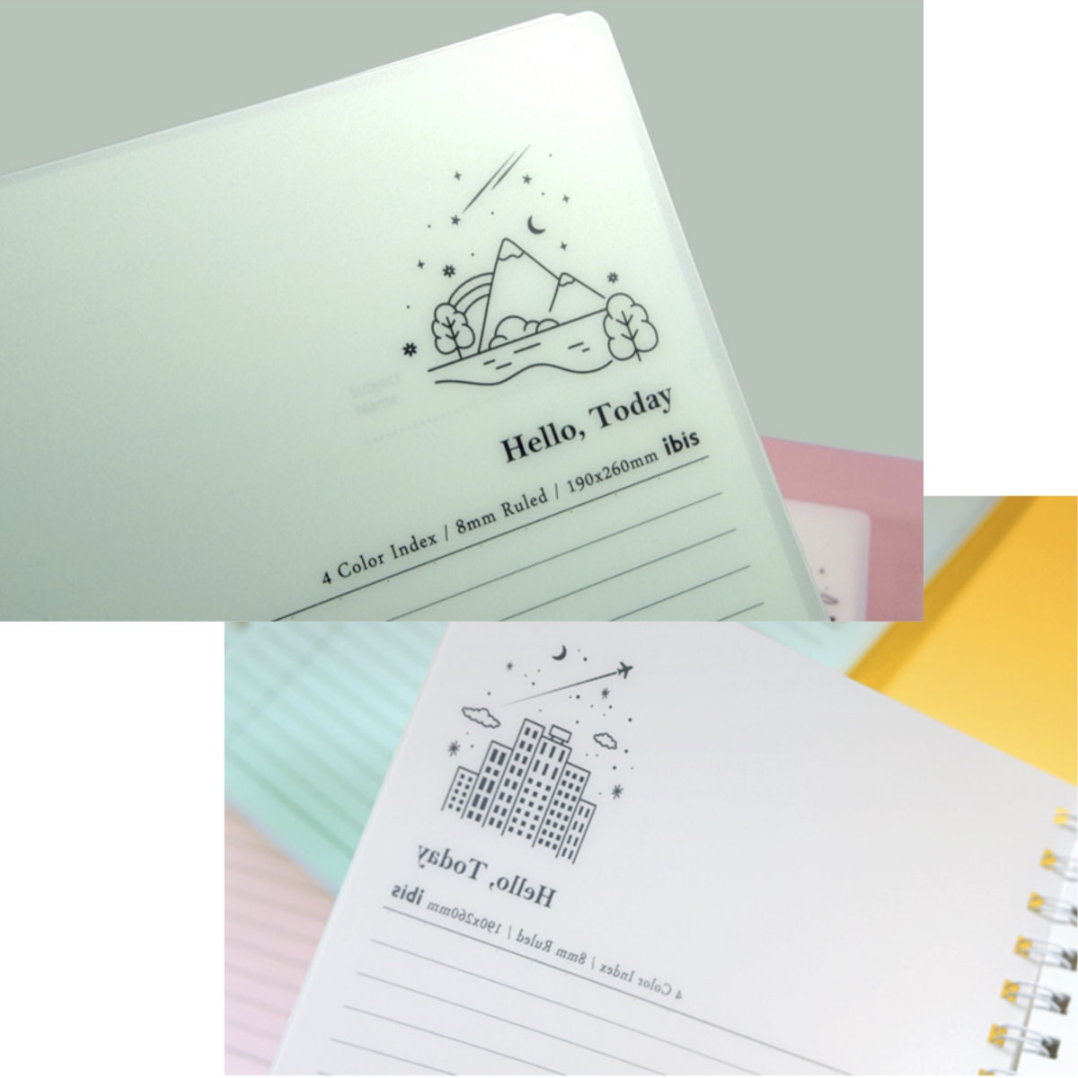 ruled spiral korean notebook set white cover detail